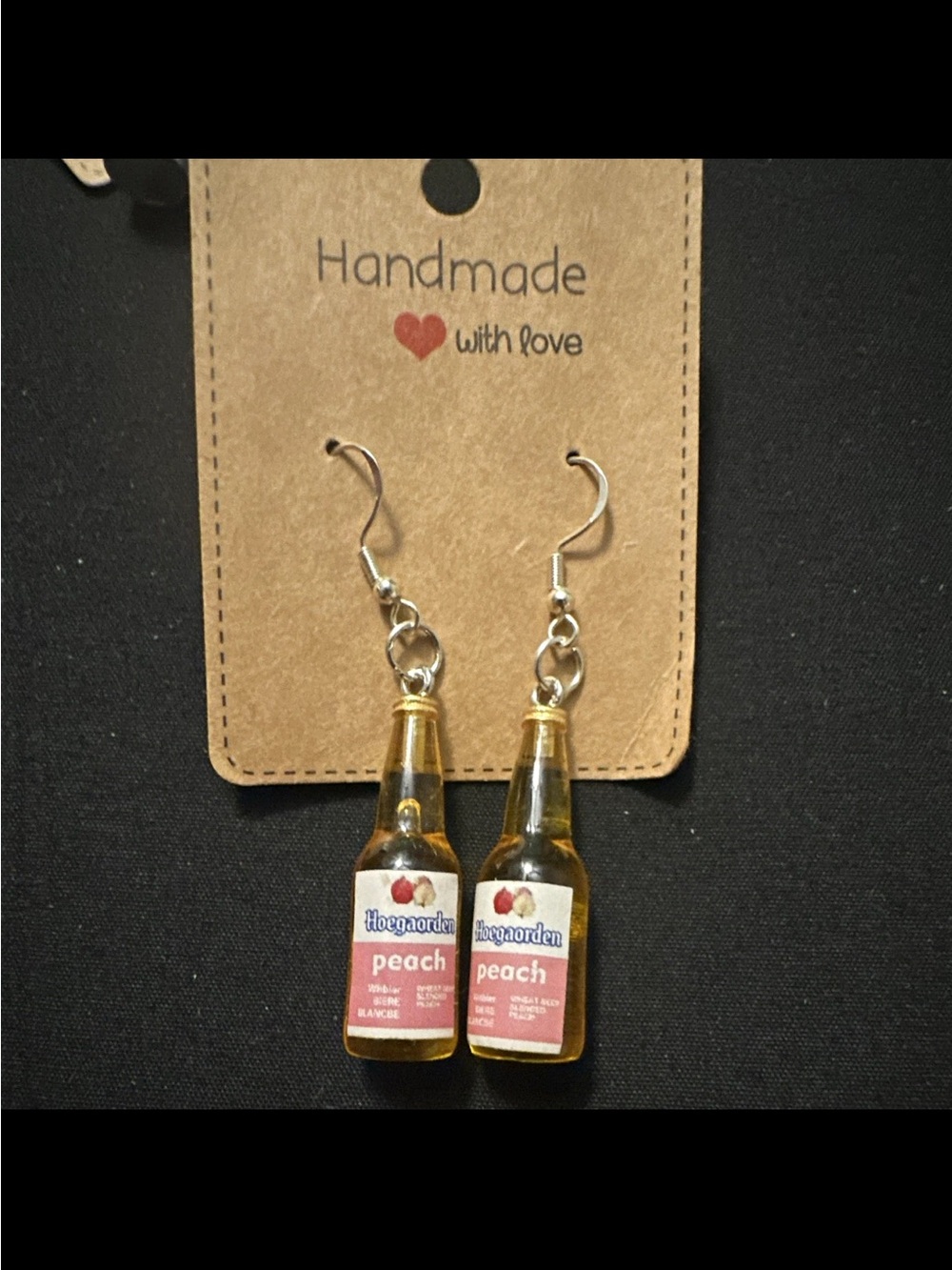 Peach Bottle Dangle Earrings - Gold & Peach